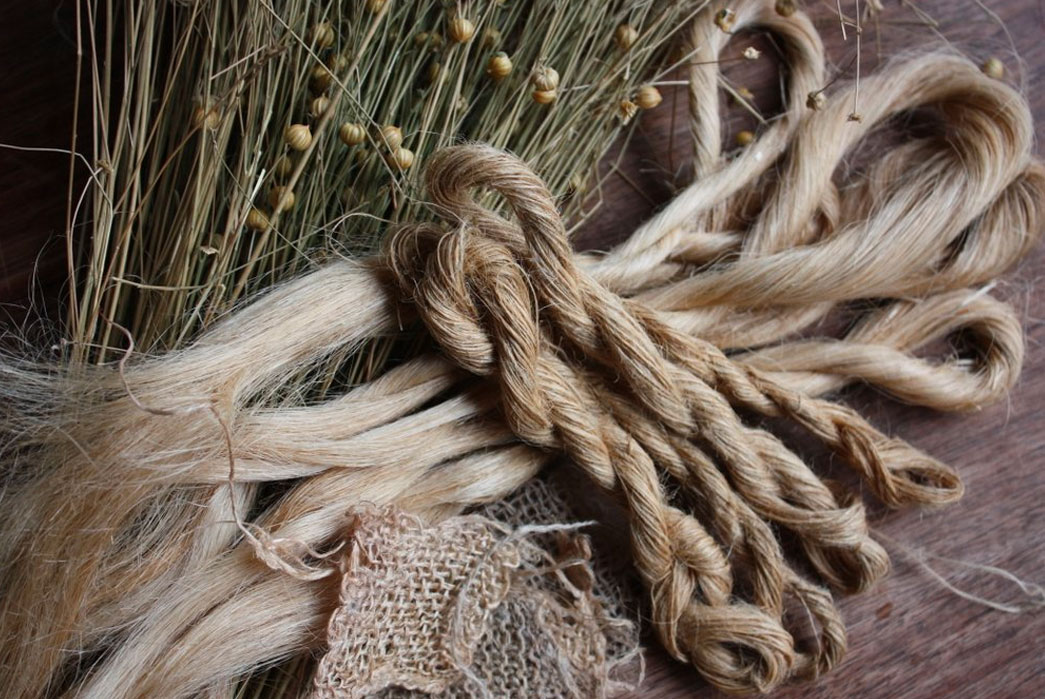 Close-up of high-quality linen fibers